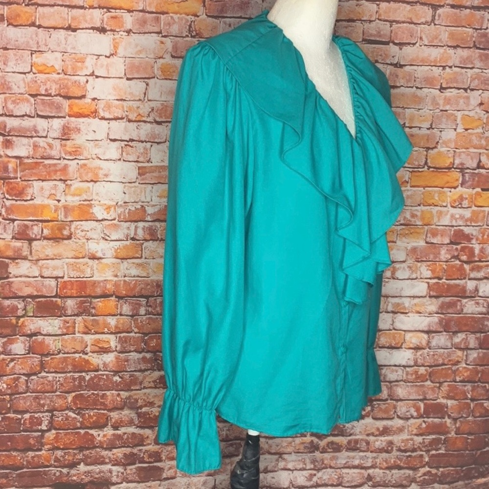 Vintage Worthington Teal Poet’s Blouse - Picture 2 of 11